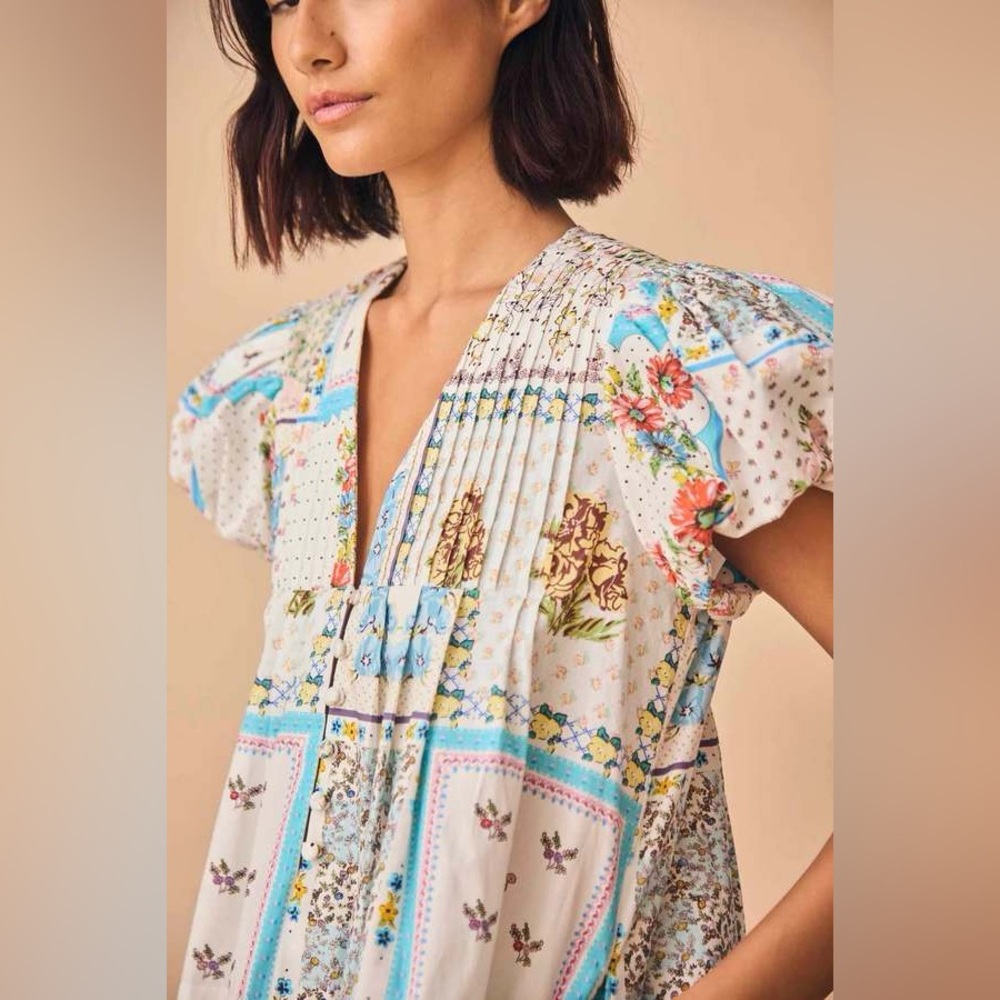 Hunter Bell Wilkes cotton mini dress in patchwork quilt print - Picture 3 of 10